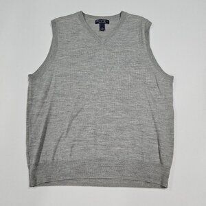 Davis & Squire Mens Size XL Gray 100% Extra Fine Merino Wool Sweater Vest V-Neck